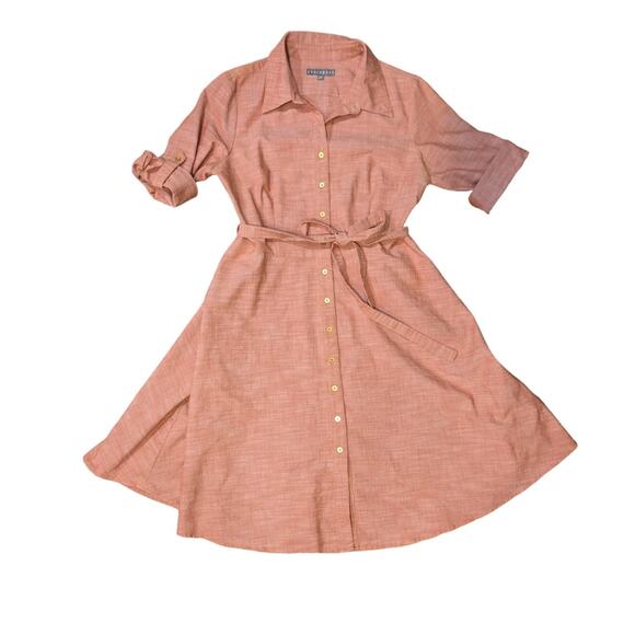 Sharagano Collared Short Tie Waist Dress Size 14 - Picture 8 of 8